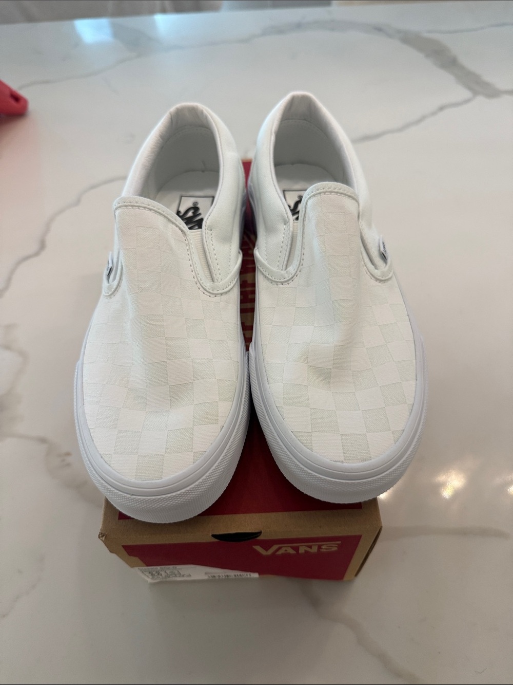 Vans White Checkerboard Classic Slip-On Sneakers